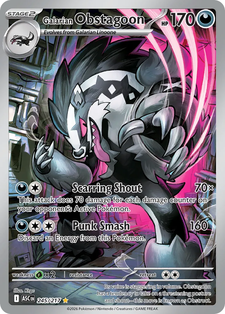 2026 Ascended Heroes Galarian Obstagoon #245/217 Illustration Rare card image