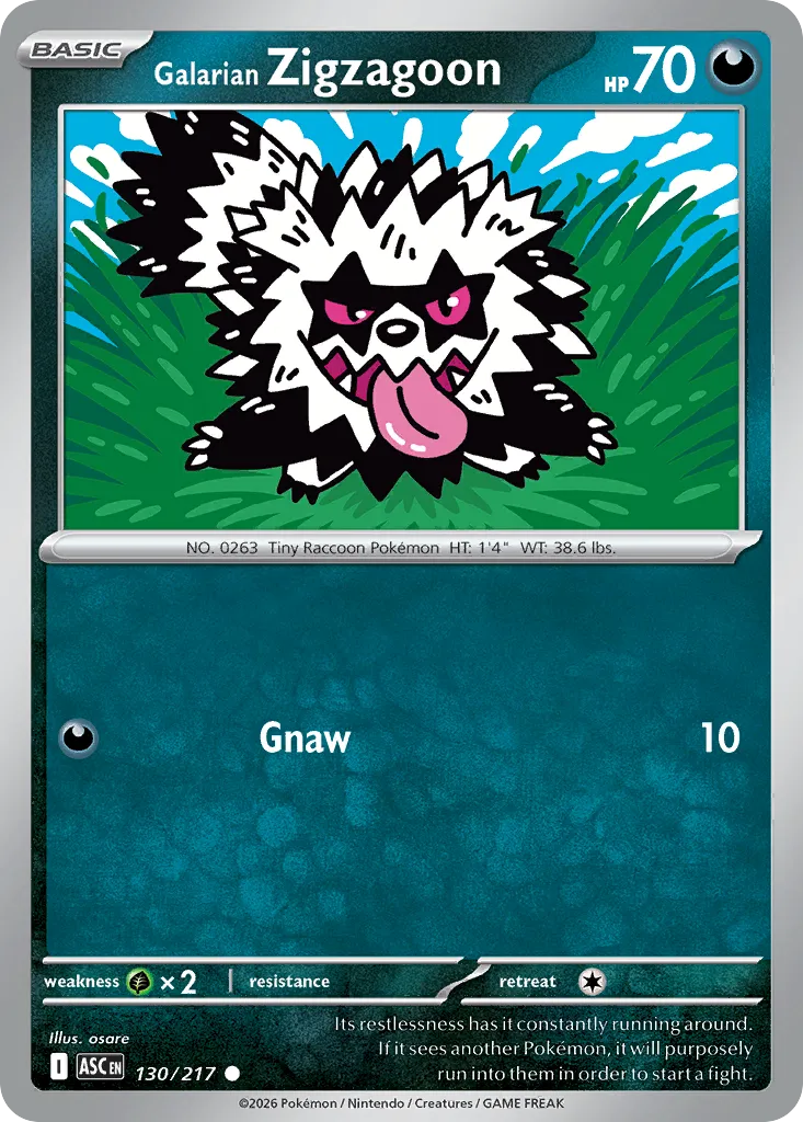 2026 Ascended Heroes Galarian Zigzagoon Common #130/217 Common card image