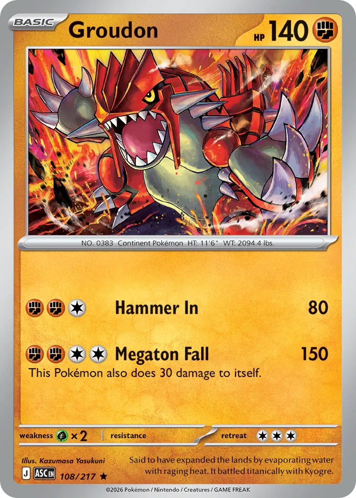 2026 Ascended Heroes Groudon Rare #108/217 Rare card image