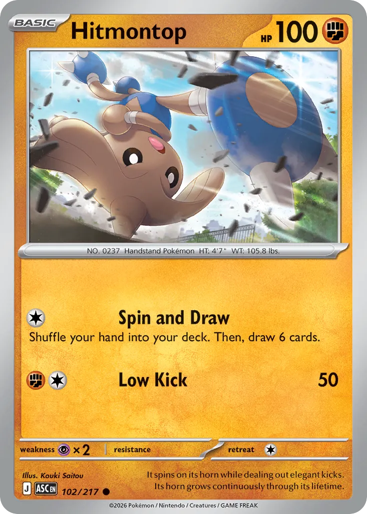 2026 Ascended Heroes Hitmontop Common #102/217 Common card image