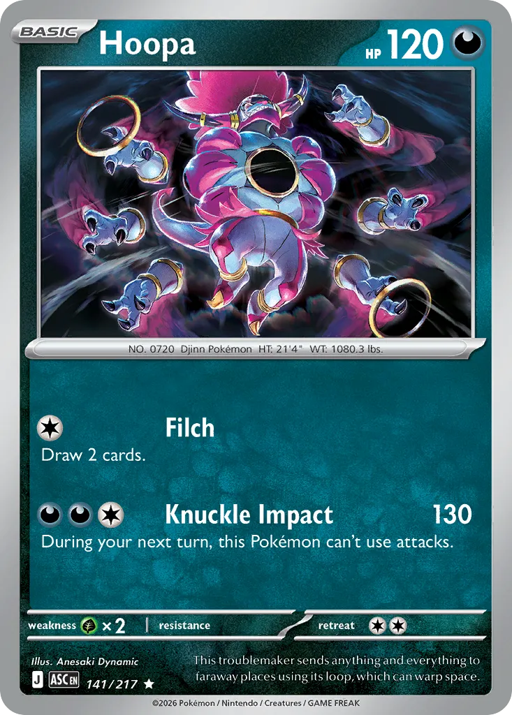 2026 Ascended Heroes Hoopa #141/217 Rare card image
