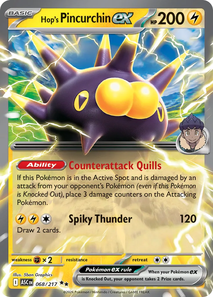 2026 Ascended Heroes Hop's Pincurchin ex Double Rare #068/217 Double Rare card image