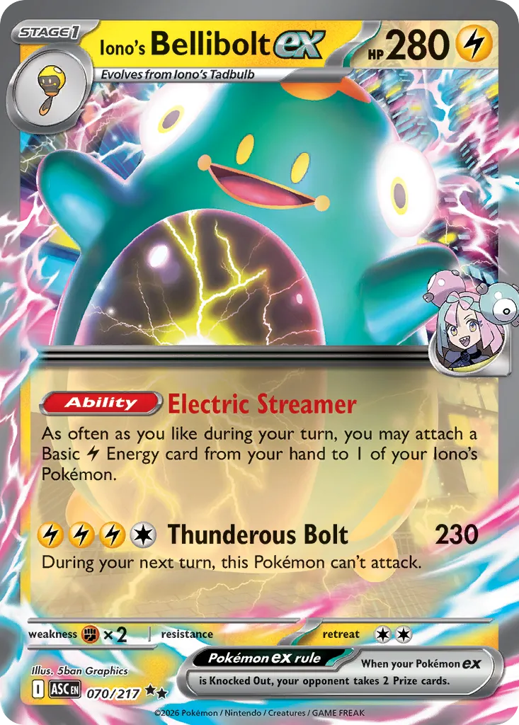 2026 Ascended Heroes Iono's Bellibolt ex Double Rare #070/217 Double Rare card image