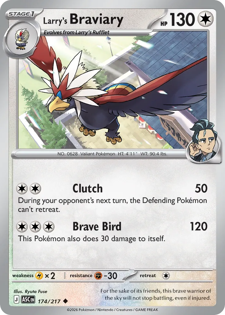 2026 Ascended Heroes Larry's Braviary #174/217 Uncommon card image