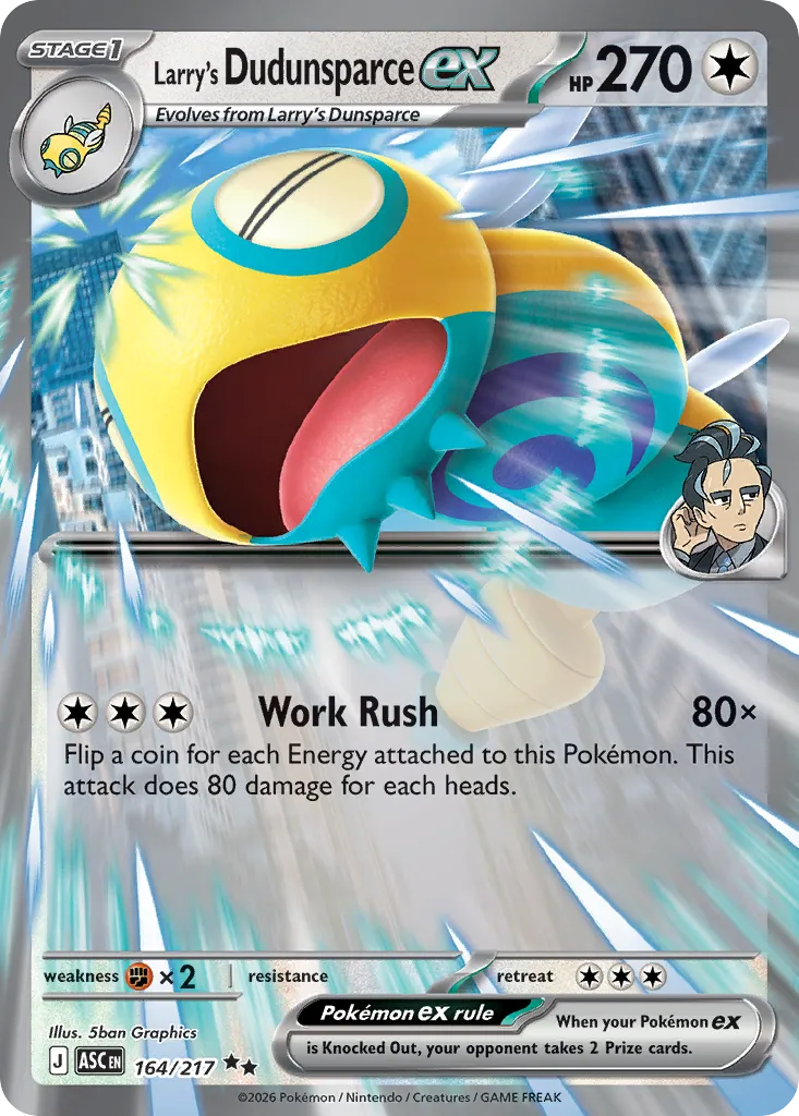 2026 Ascended Heroes Larry's Dudunsparce ex #164/217 Double Rare card image