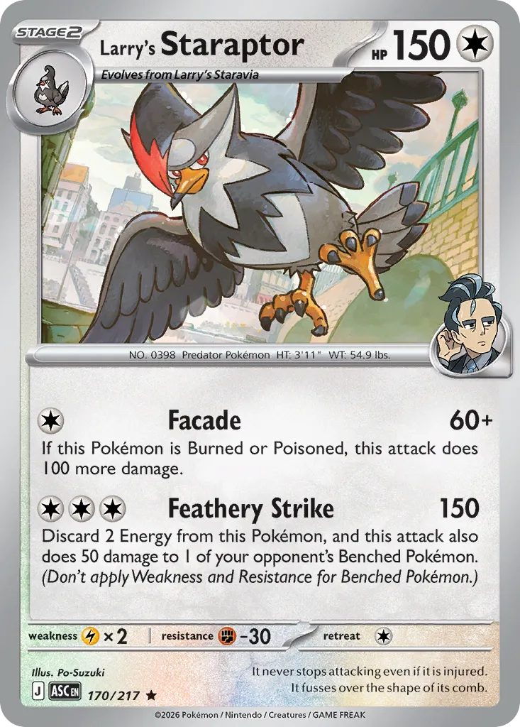 2026 Ascended Heroes Larry's Staraptor Rare #170/217 Rare card image