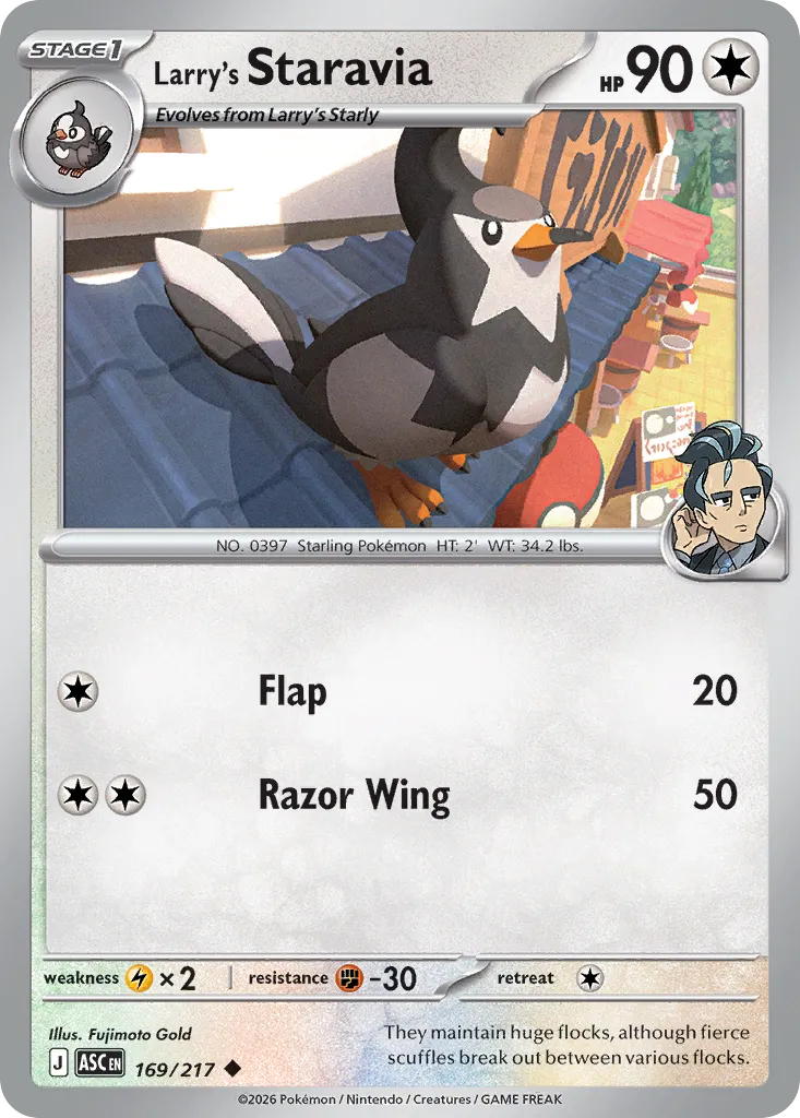 2026 Ascended Heroes Larry's Staravia #169/217 Uncommon card image