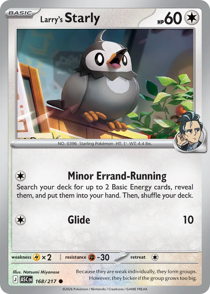 2026 Ascended Heroes Larry's Starly #168/217 Common card image