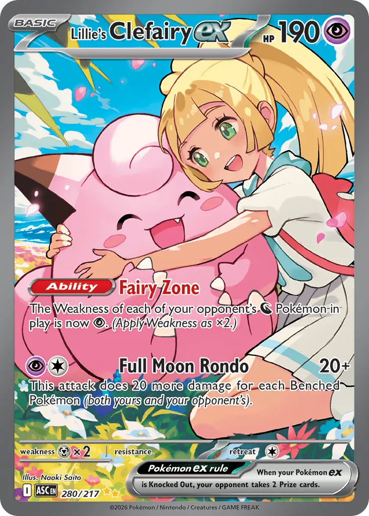 2026 Ascended Heroes Lillie's Clefairy Ex Special Illustration Rare #280/217 Special Illustration Rare card image