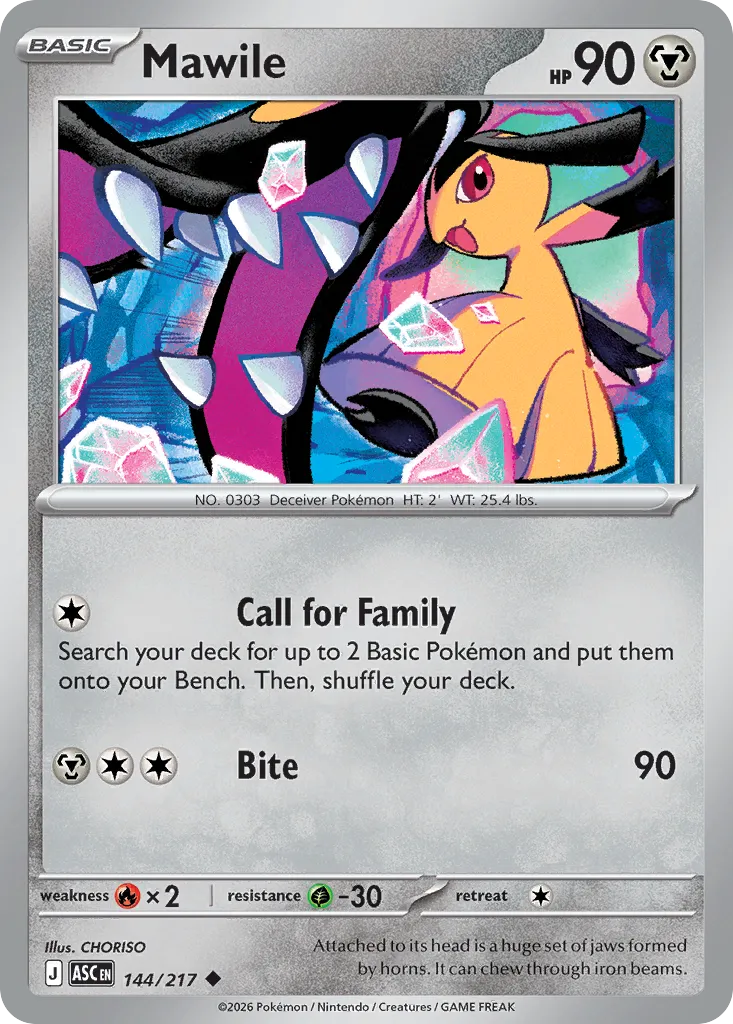 2026 Ascended Heroes Mawile Uncommon #144/217 Uncommon card image
