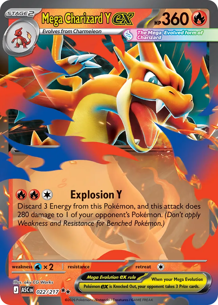 2026 Ascended Heroes Mega Charizard Y ex Double Rare #022/217 Double Rare card image