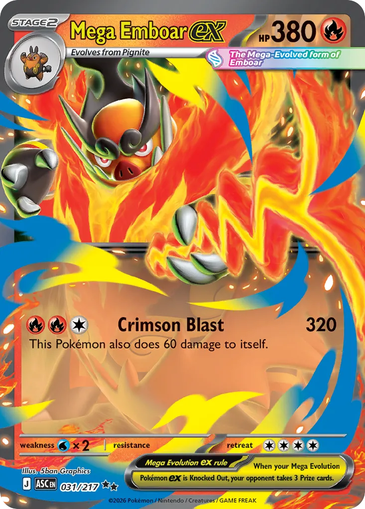2026 Ascended Heroes Mega Emboar ex Double Rare #031/217 Double Rare card image