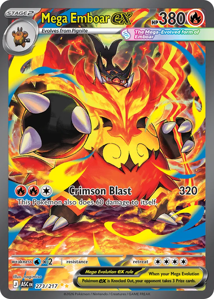2026 Ascended Heroes Mega Emboar ex Special Illustration Rare #273/217 Special Illustration Rare card image