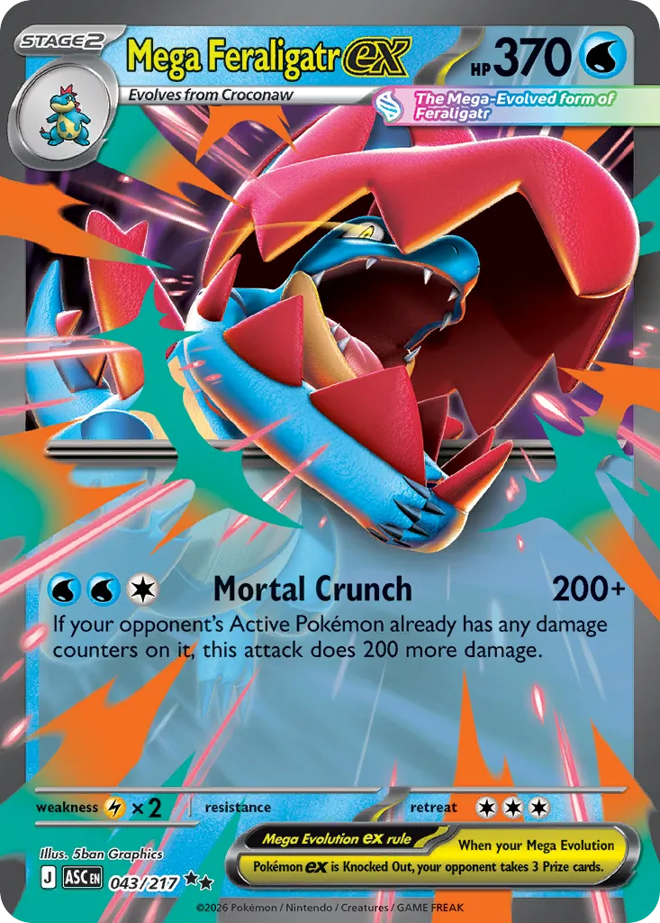2026 Ascended Heroes Mega Feraligatr ex #043/217 Double Rare card image