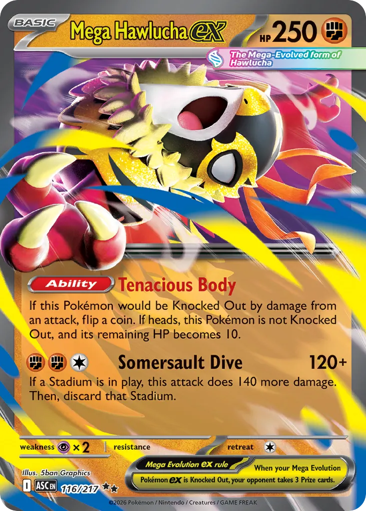 2026 Ascended Heroes Mega Hawlucha Ex #116/217 Double Rare card image