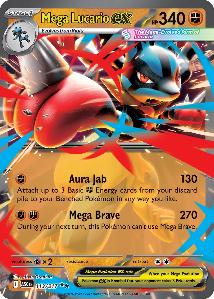 2026 Ascended Heroes Mega Lucario ex Double Rare #113/217 Double Rare card image