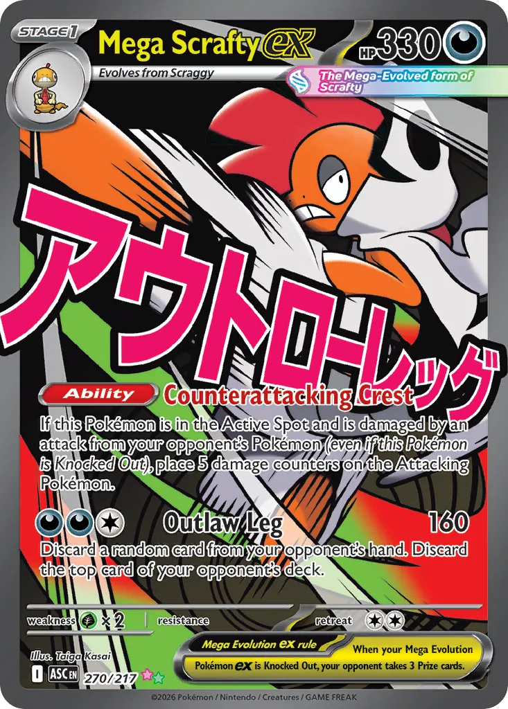 2026 Ascended Heroes Mega Scrafty ex #270/217 MEGA_ATTACK_RARE card image