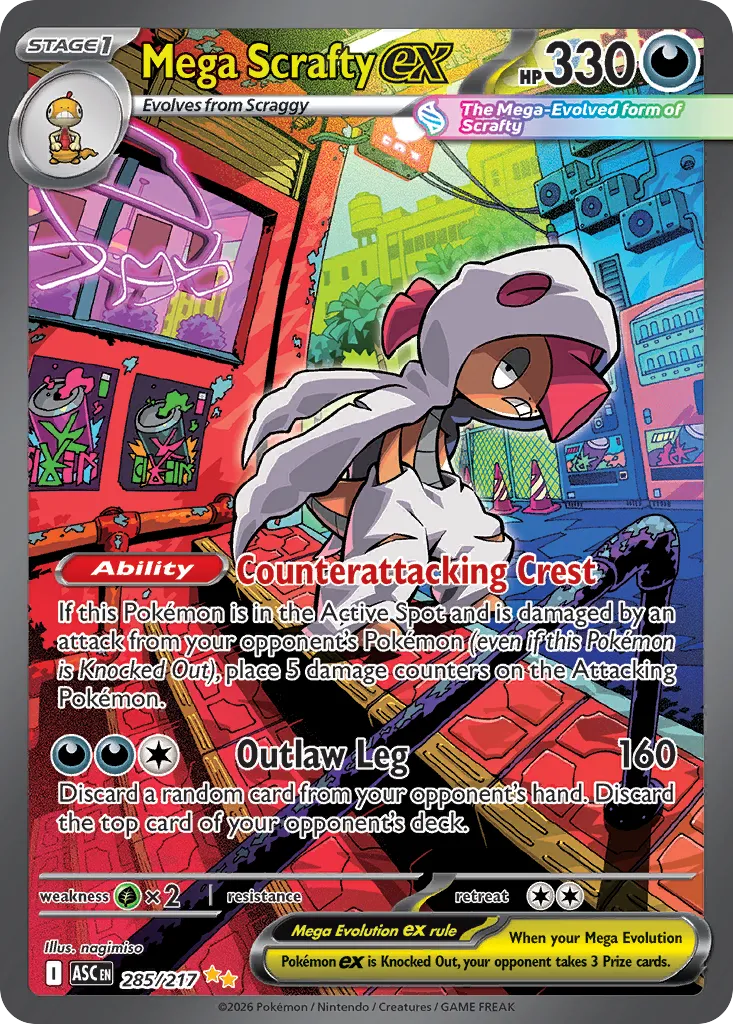 2026 Ascended Heroes Mega Scrafty Ex Special Illustration Rare #285/217 Special Illustration Rare card image