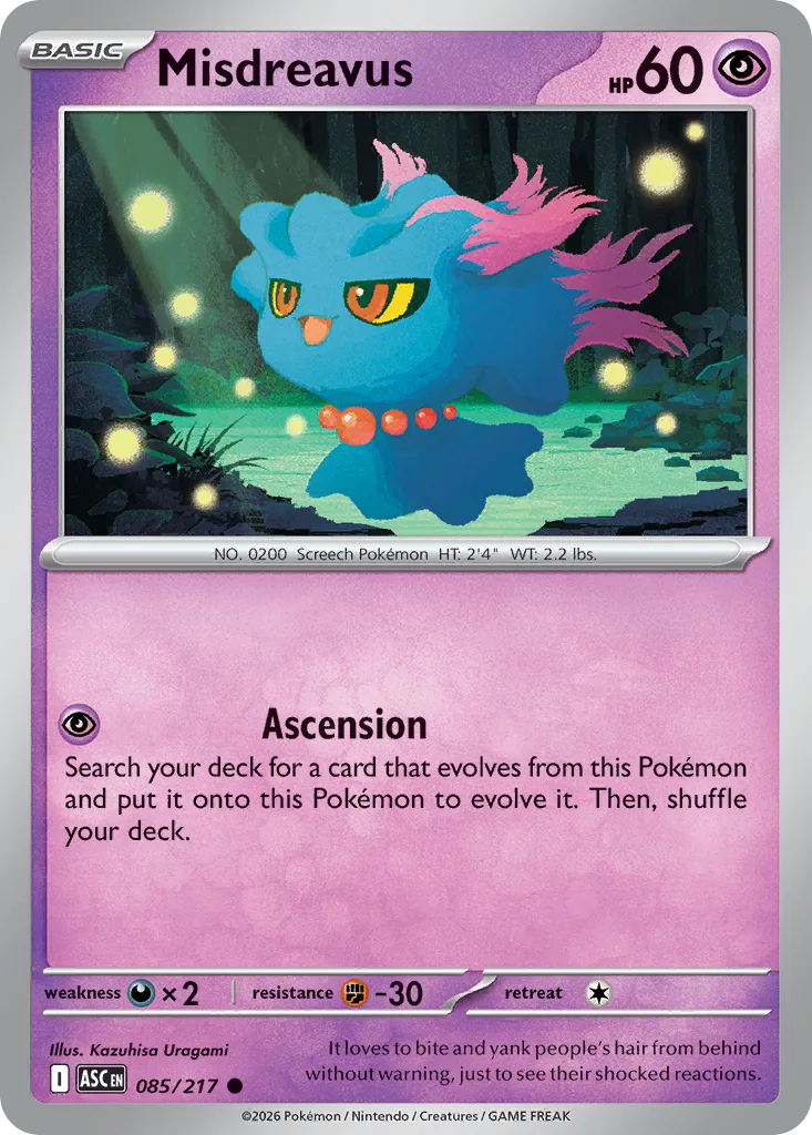 2026 Ascended Heroes Misdreavus Common #085/217 Common card image