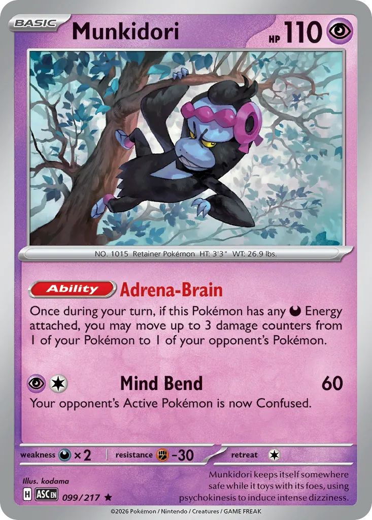 2026 Ascended Heroes Munkidori Rare #099/217 Rare card image