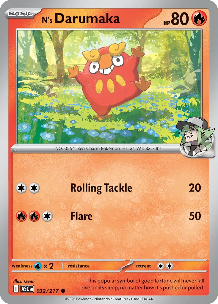2026 Ascended Heroes N's Darumaka Common #032/217 Common card image