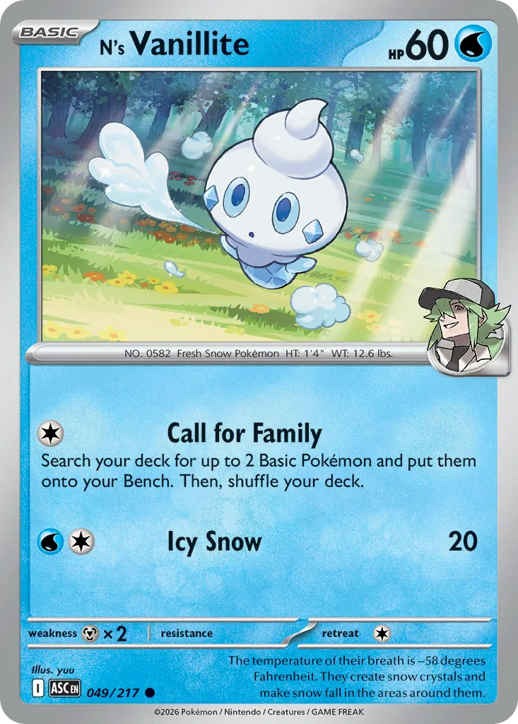 2026 Ascended Heroes N's Vanillite Common #049/217 Common card image