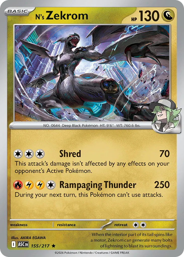 2026 Ascended Heroes N's Zekrom #155/217 Rare card image