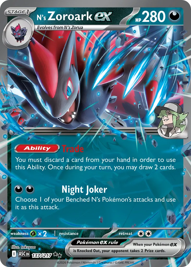 2026 Ascended Heroes N's Zoroark ex #137/217 Double Rare card image