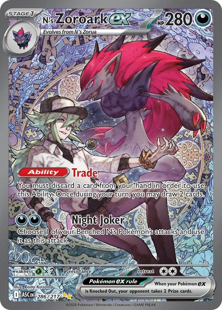 2026 Ascended Heroes N's Zoroark ex Special Illustration Rare #286/217 Special Illustration Rare card image