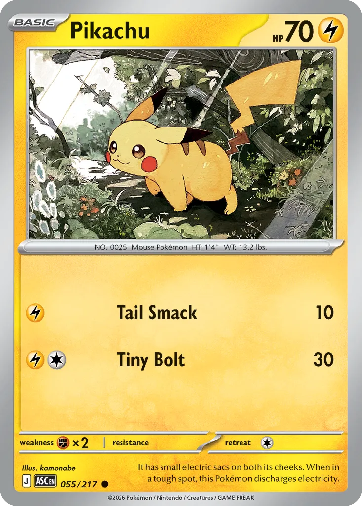 2026 Ascended Heroes Pikachu Common #055/217 Common card image