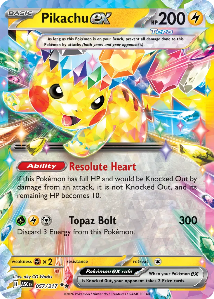2026 Ascended Heroes Pikachu ex Double Rare #057/217 Double Rare card image