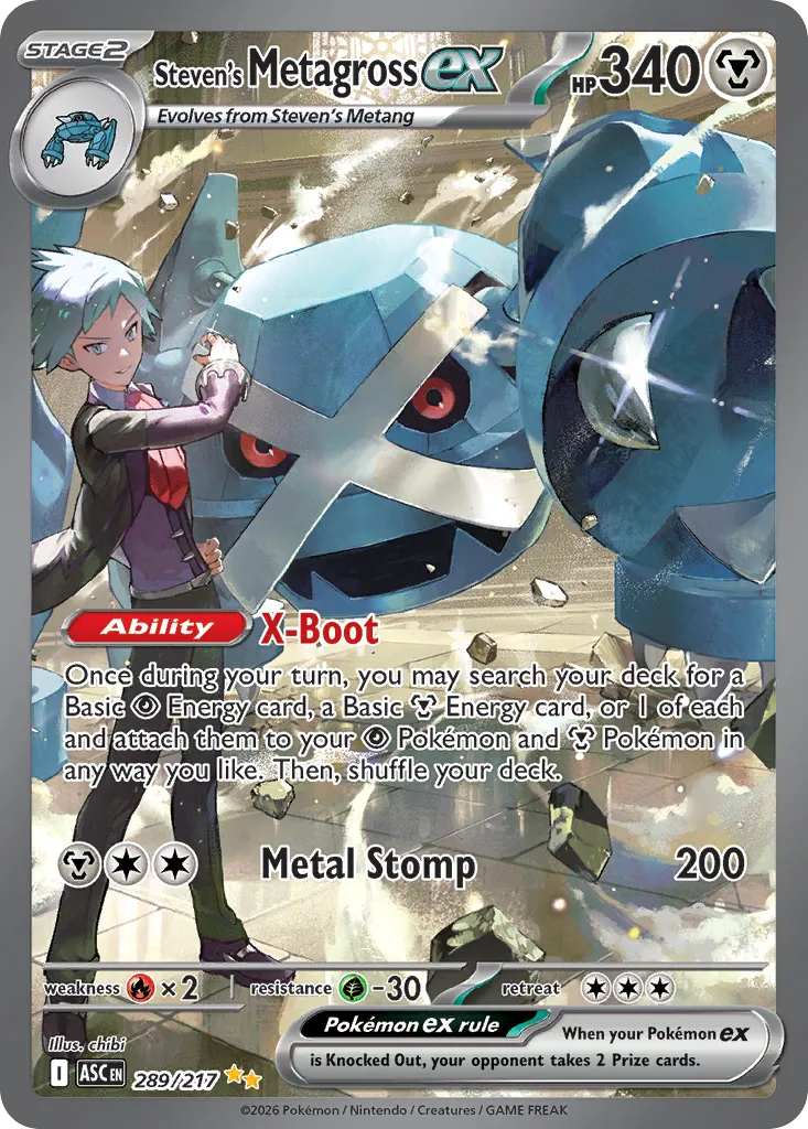 2026 Ascended Heroes Steven's Metagross Ex Special Illustration Rare #289/217 Special Illustration Rare card image