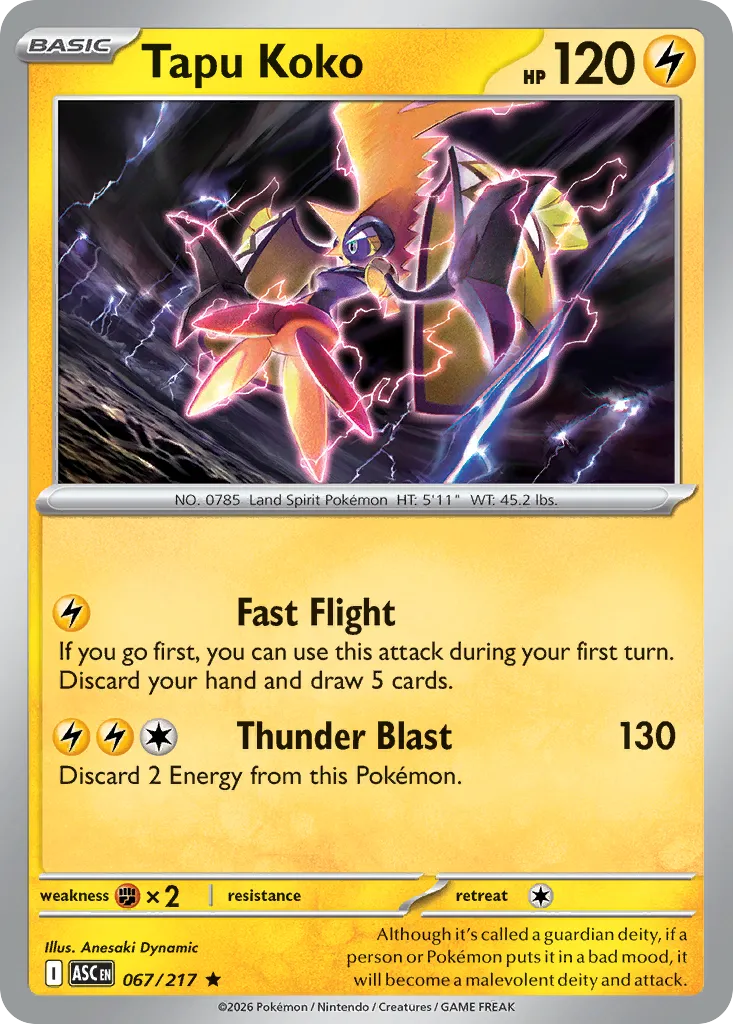 2026 Ascended Heroes Tapu Koko #067/217 Rare card image