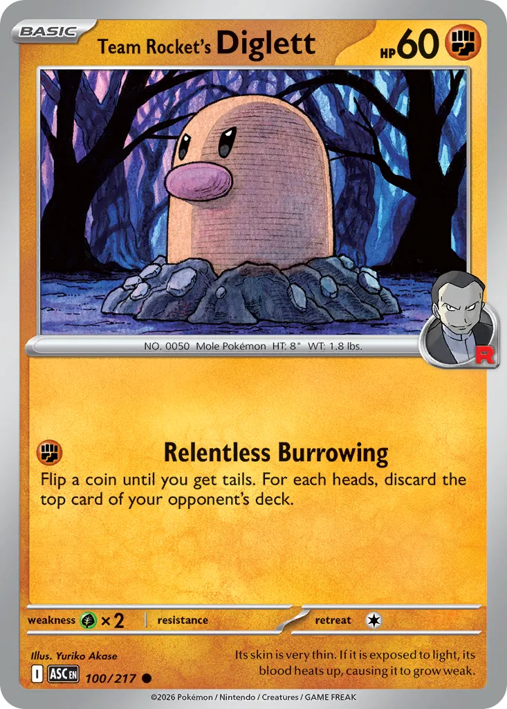2026 Ascended Heroes Team Rocket's Diglett Common #100/217 Common card image