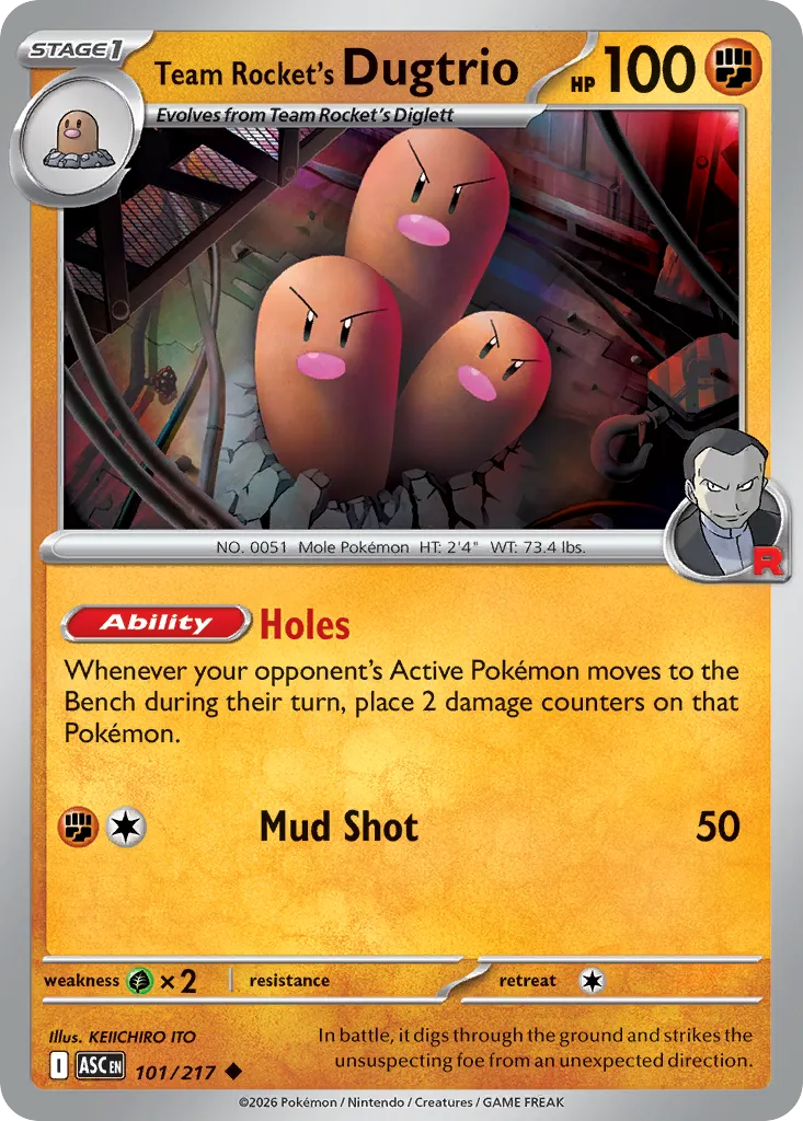 2026 Ascended Heroes Team Rocket's Dugtrio Uncommon #101/217 Uncommon card image