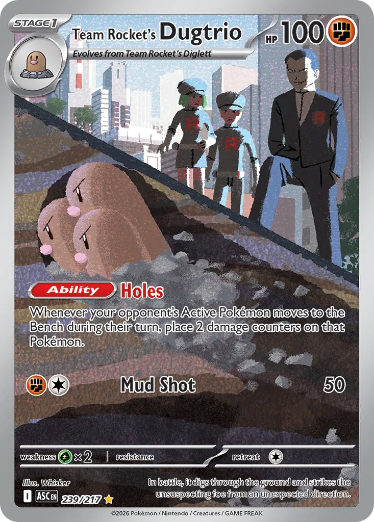 2026 Ascended Heroes Team Rocket's Dugtrio #239/217 Illustration Rare card image