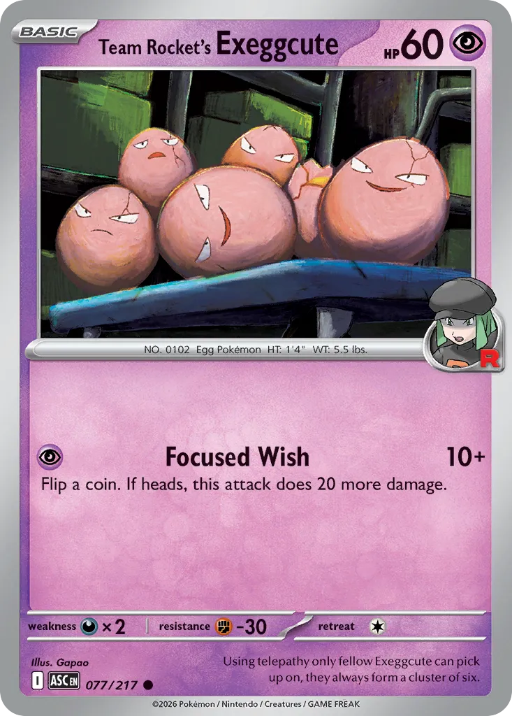2026 Ascended Heroes Team Rocket's Exeggcute #077/217 Common card image