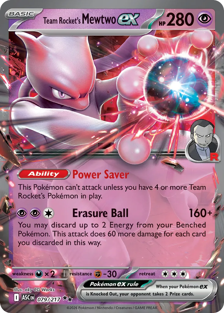 2026 Ascended Heroes Team Rocket's Mewtwo ex #079/217 Double Rare card image