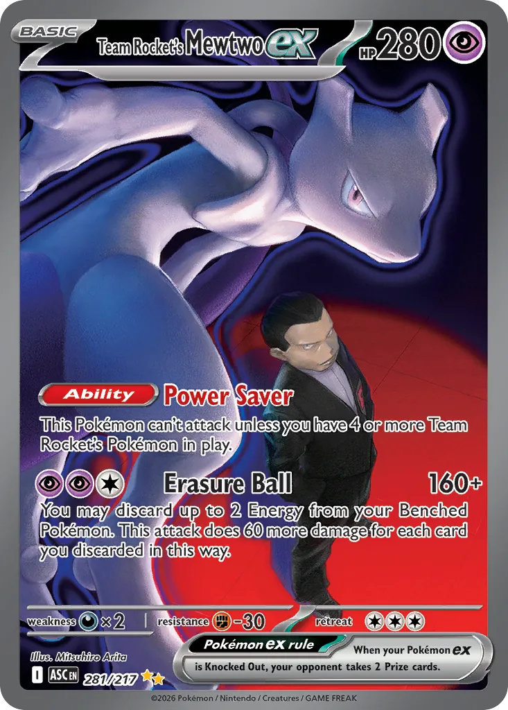 2026 Ascended Heroes Team Rocket's Mewtwo Ex Special Illustration Rare #281/217 Special Illustration Rare card image