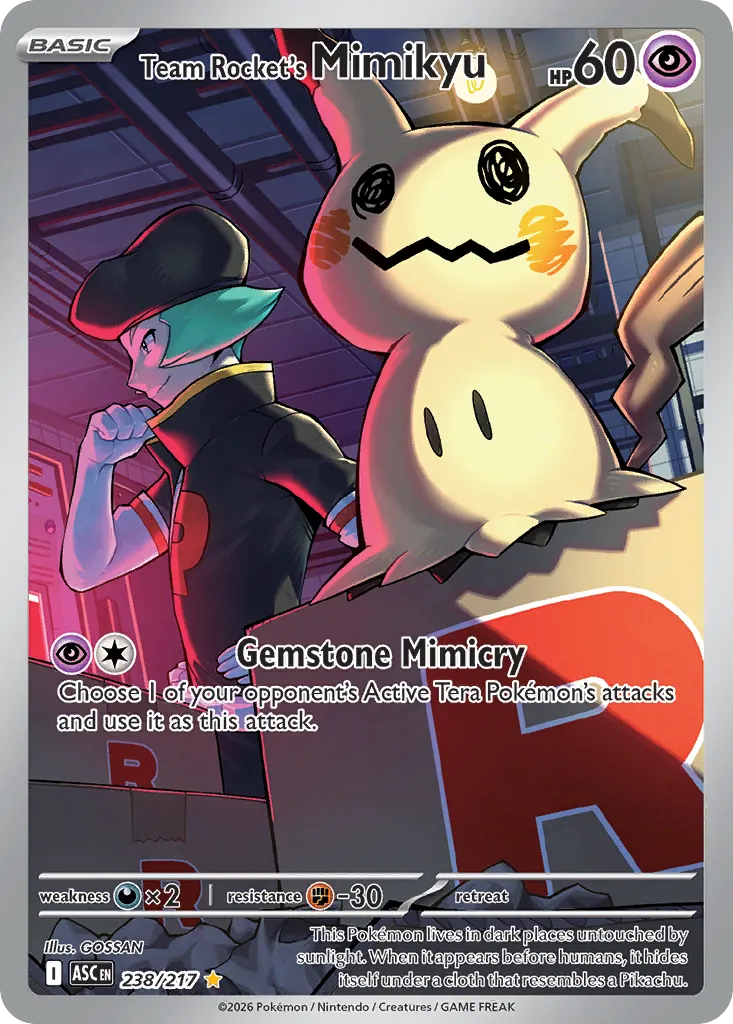 2026 Ascended Heroes Team Rocket's Mimikyu #238/217 Illustration Rare card image
