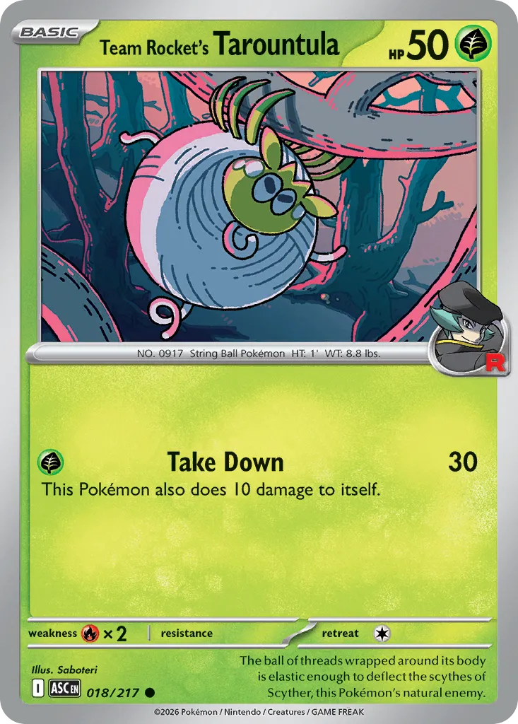 2026 Ascended Heroes Team Rocket's Tarountula Common #018/217 Common card image