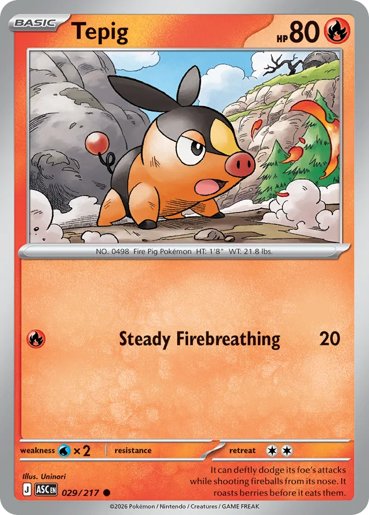 2026 Ascended Heroes Tepig Common #029/217 Common card image