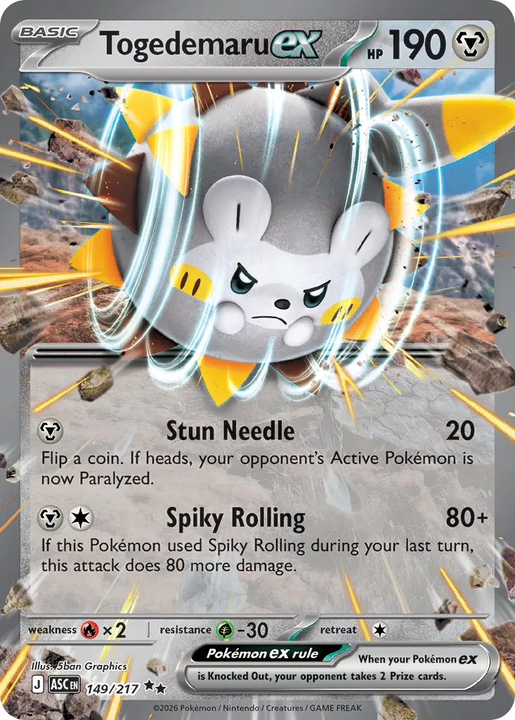 2026 Ascended Heroes Togedemaru ex #149/217 Double Rare card image