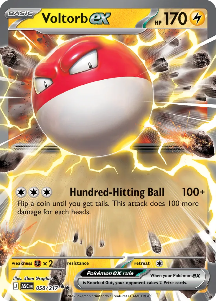 2026 Ascended Heroes Voltorb ex Double Rare #058/217 Double Rare card image