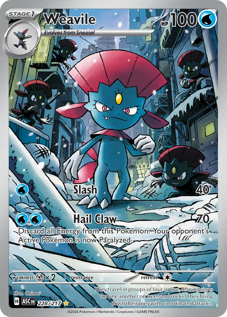 2026 Ascended Heroes Weavile #228/217 Illustration Rare card image