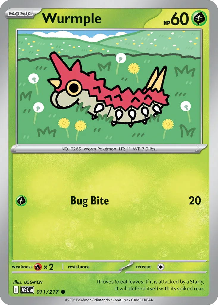 2026 Ascended Heroes Wurmple Common #011/217 Common card image
