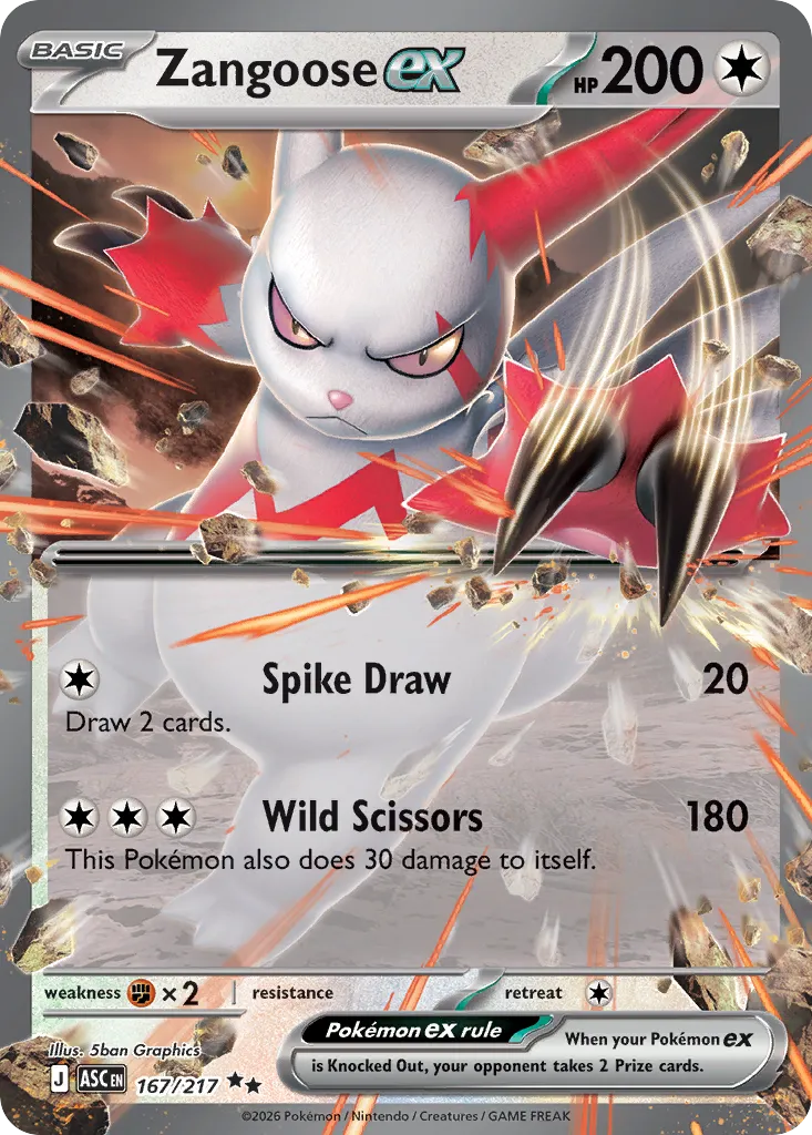 2026 Ascended Heroes Zangoose Ex Double Rare #167/217 Double Rare card image