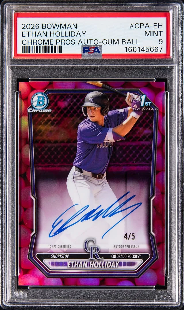 2026 Bowman Chrome Ethan Holiday Prospect Autograph Gum Ball Refractor #CPA-EH card image
