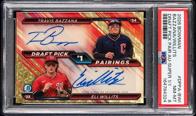 2026 Bowman Chrome Travis Bazzana/Eli Willits Pick Pairings Autograph SuperFractor #DPPA-BWI card image