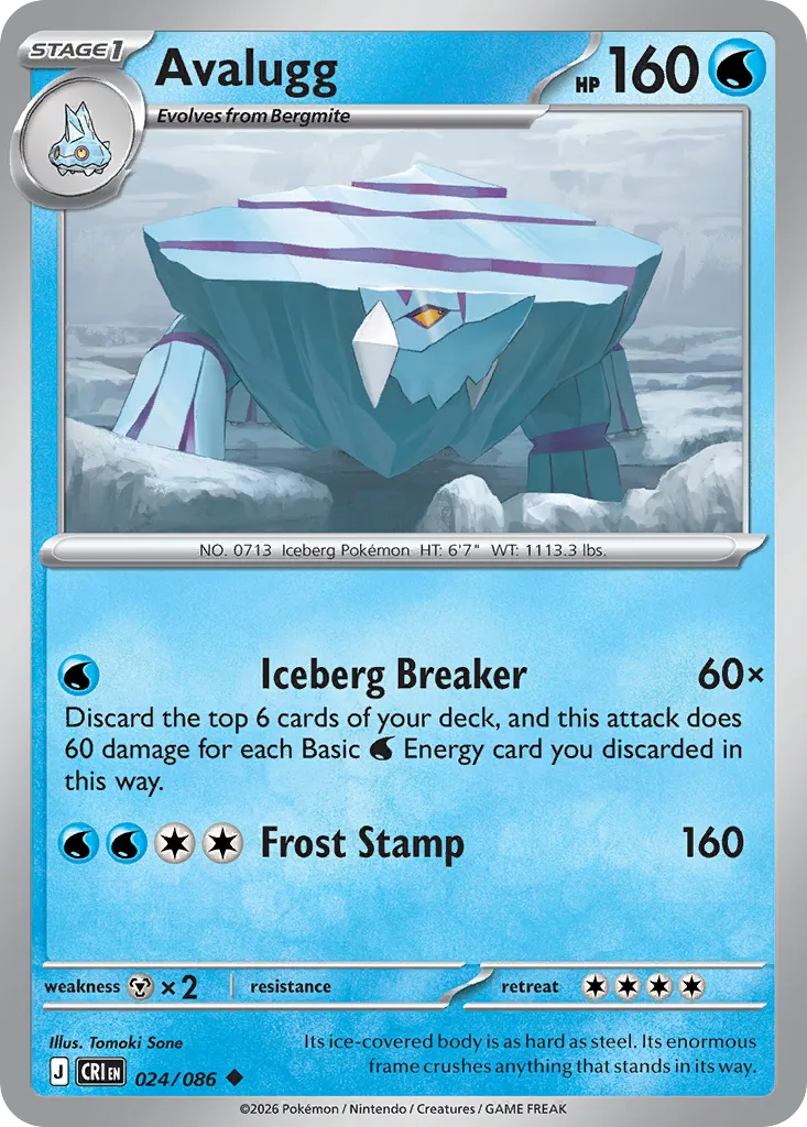 2026 Chaos Rising Avalugg Uncommon #24/86 Uncommon card image